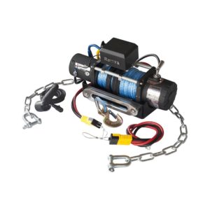 Лебёдка переносная РИФ 9500SR c облегчённой площадкой на цепях и проводами (синт. трос)