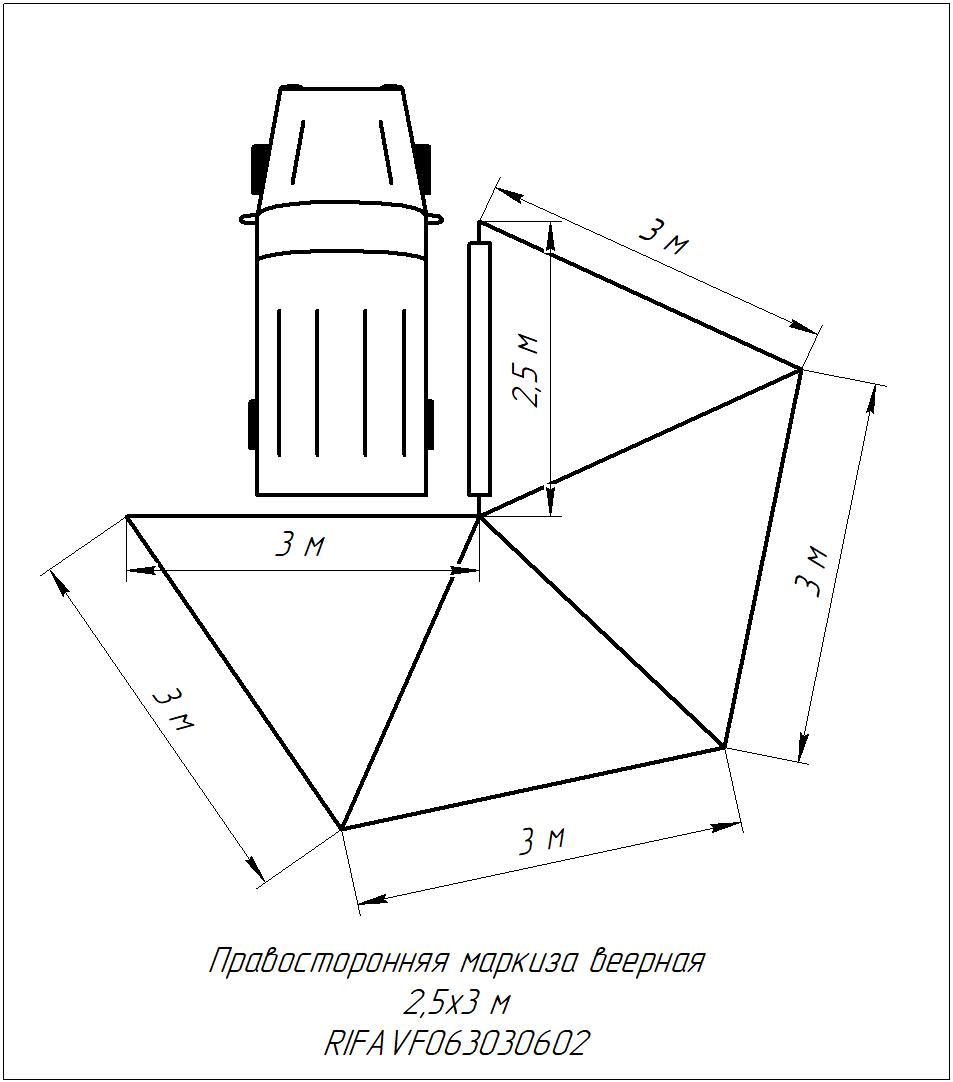 Маркиза автомобильная РИФ веерная 2.5х3,0 м (правая) — изображение 20