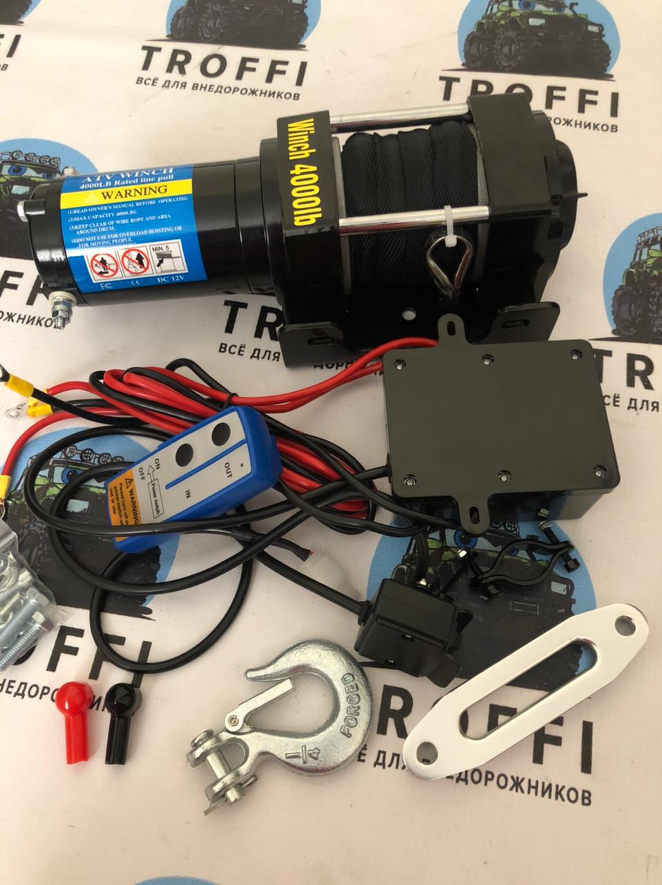 Лебедка электрическая Electric Winch 4000 lbs/1814 кг ATV синтетика — изображение 4