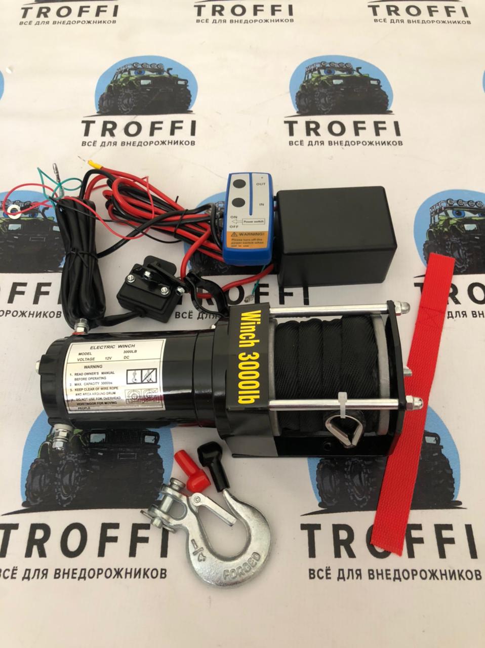 Лебедка электрическая 12V Electric Winch 3000lbs / 1361 кг с кевларовым тросом — изображение 6