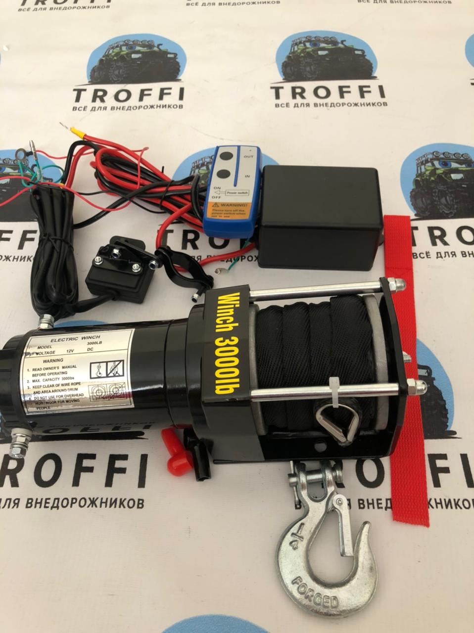 Лебедка электрическая 12V Electric Winch 3000lbs / 1361 кг с кевларовым тросом — изображение 7