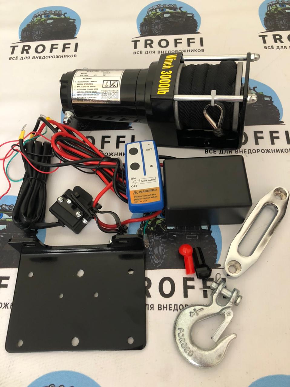 Лебедка электрическая 12V Electric Winch 3000lbs / 1361 кг с кевларовым тросом — изображение 11