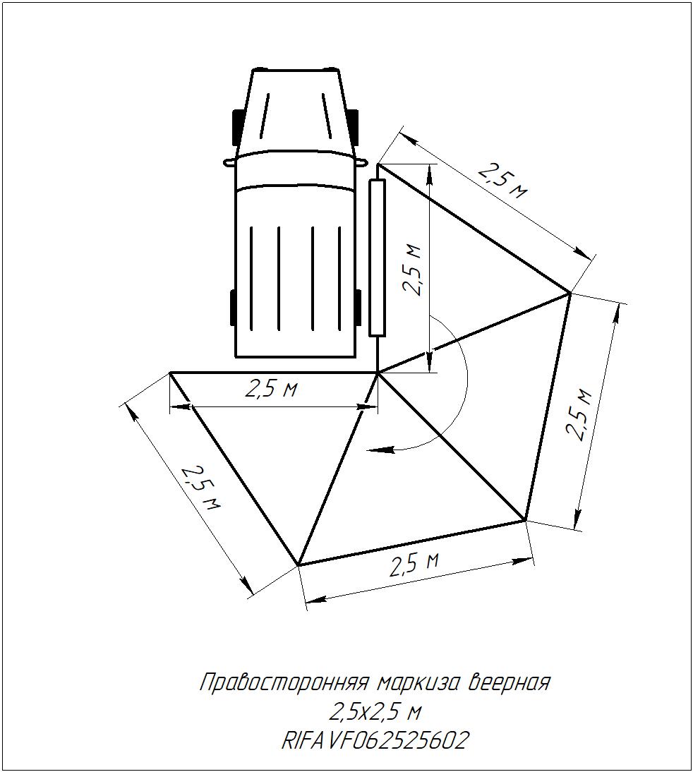 Маркиза автомобильная РИФ веерная 2,5х2,5 м (правая) — изображение 27