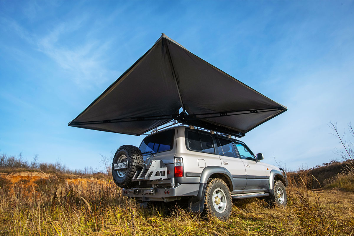 Маркиза автомобильная РИФ веерная, безопорная 2х2,3 м (правая) — изображение 9