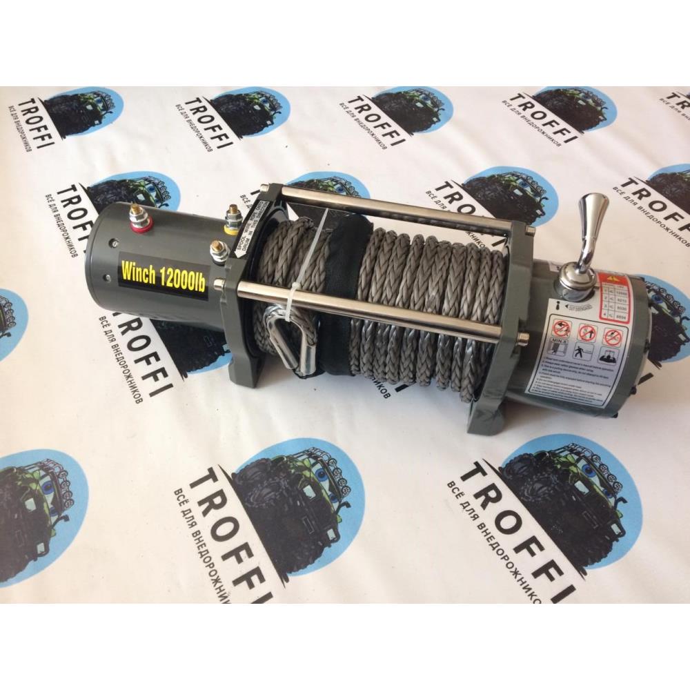 Лебедка автомобильная электрическая Electric Winch (Электрик Винч) 12000 lbs. влагозащищенная трос синтетический